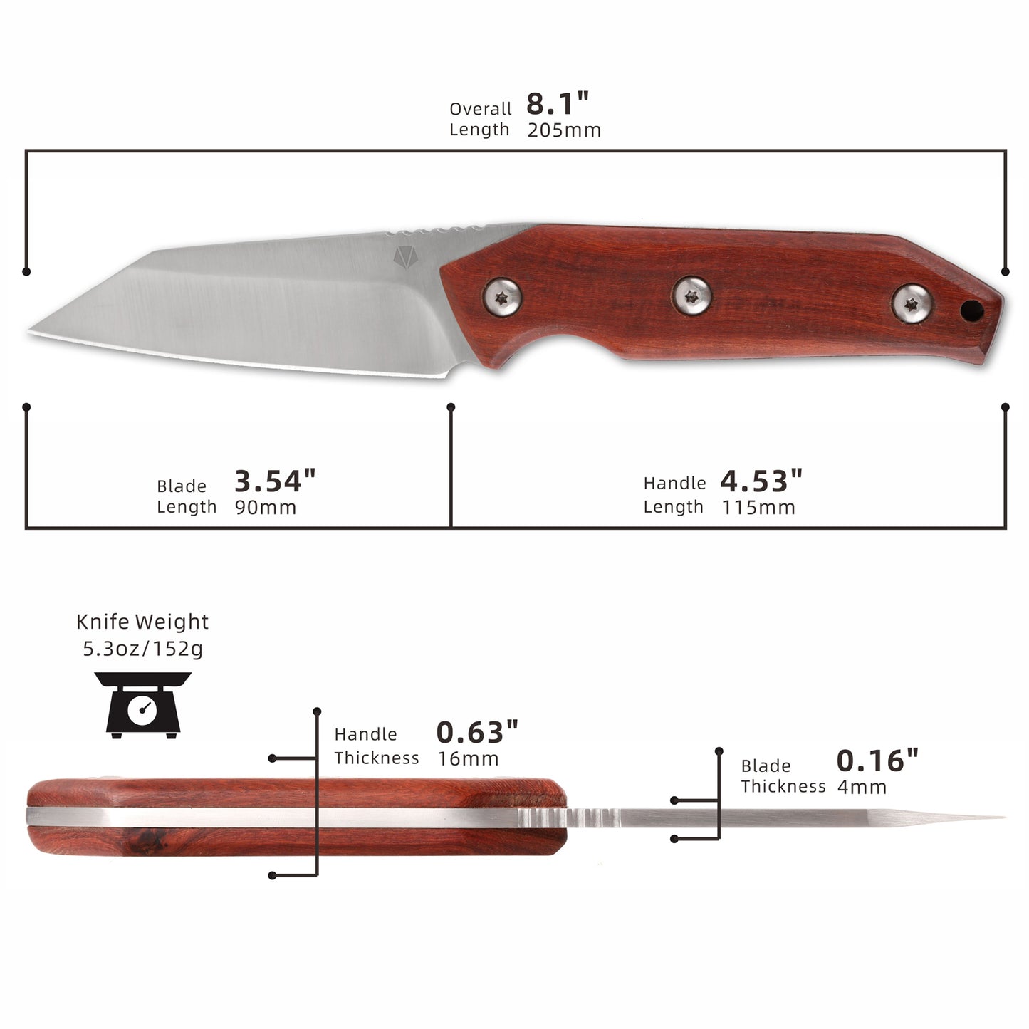 Fixed Blade Knife with Leather Sheath RT-527