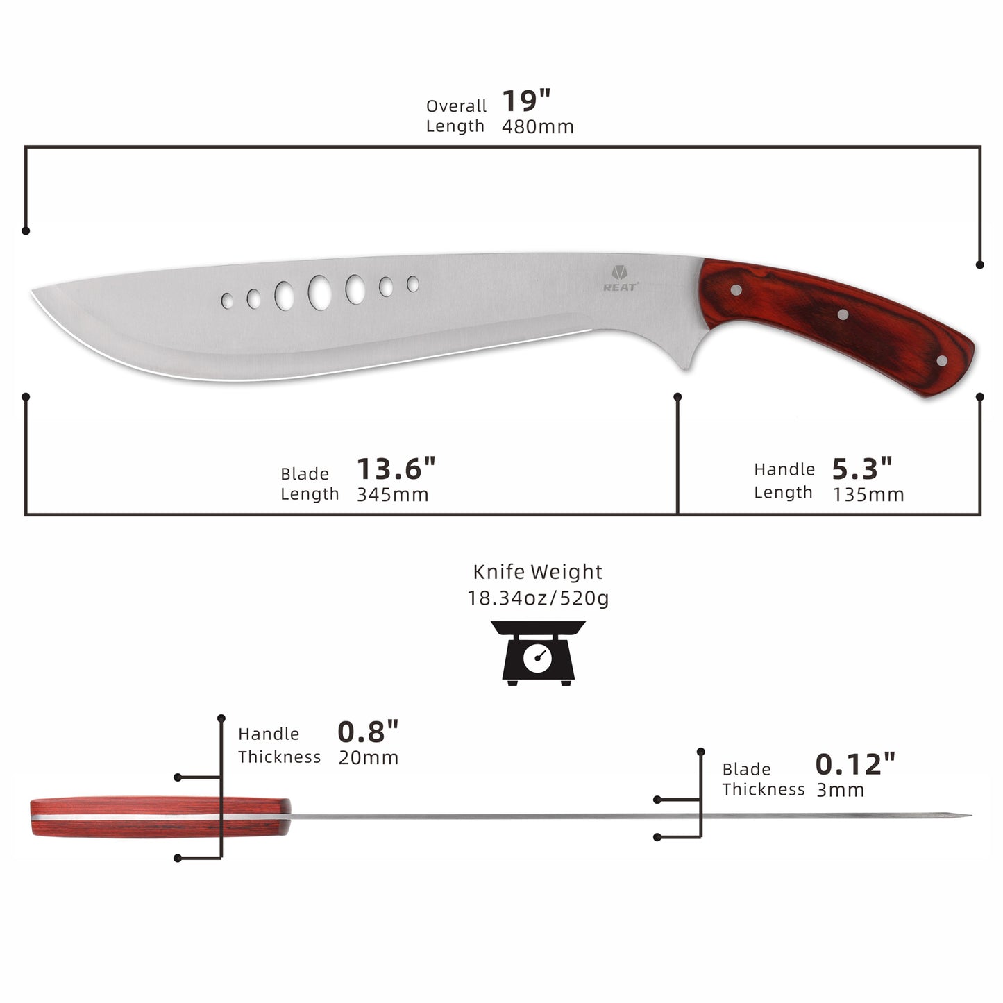 Machete with Leather Sheath