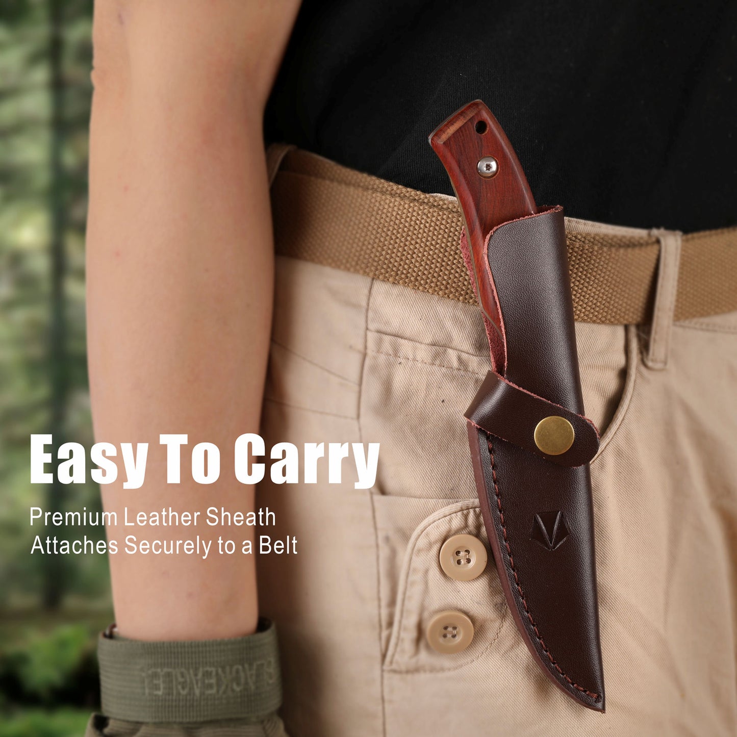 Fixed Blade Knife with Leather Sheath RT-526