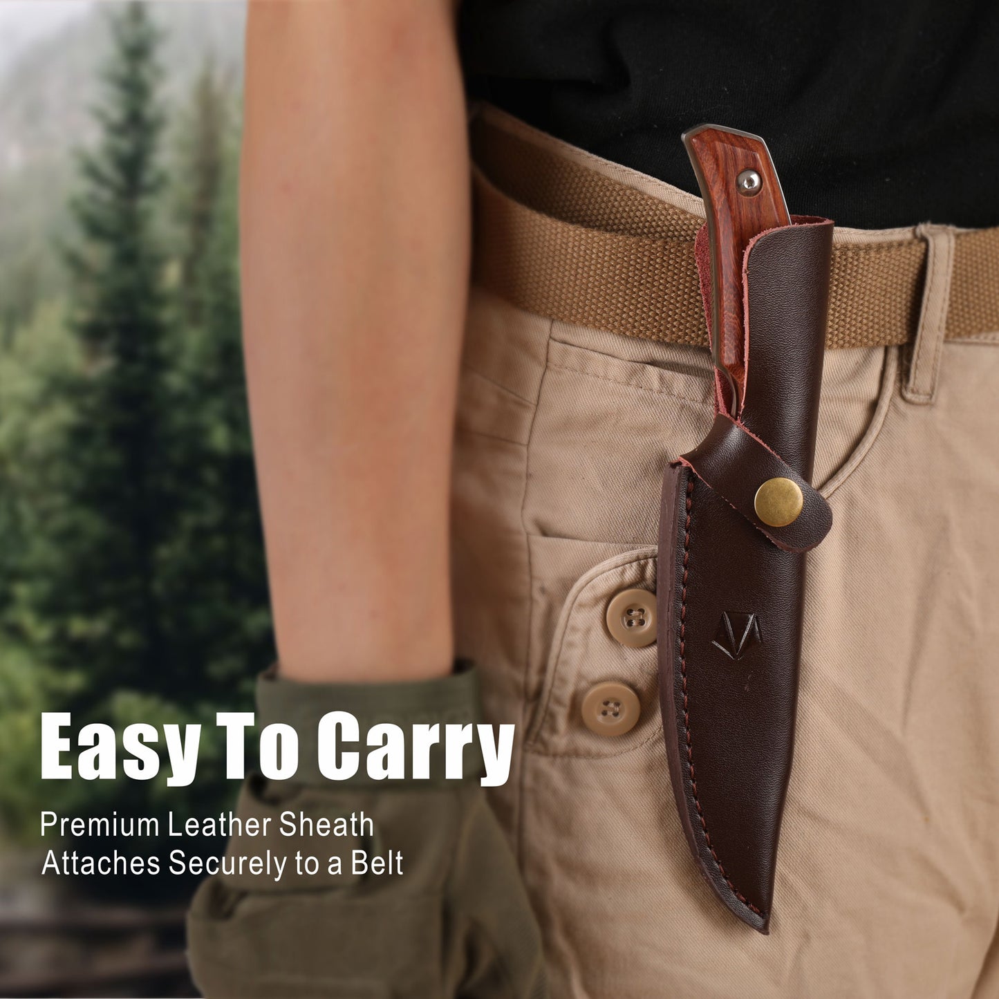 Fixed Blade Knife with Leather Sheath RT-525